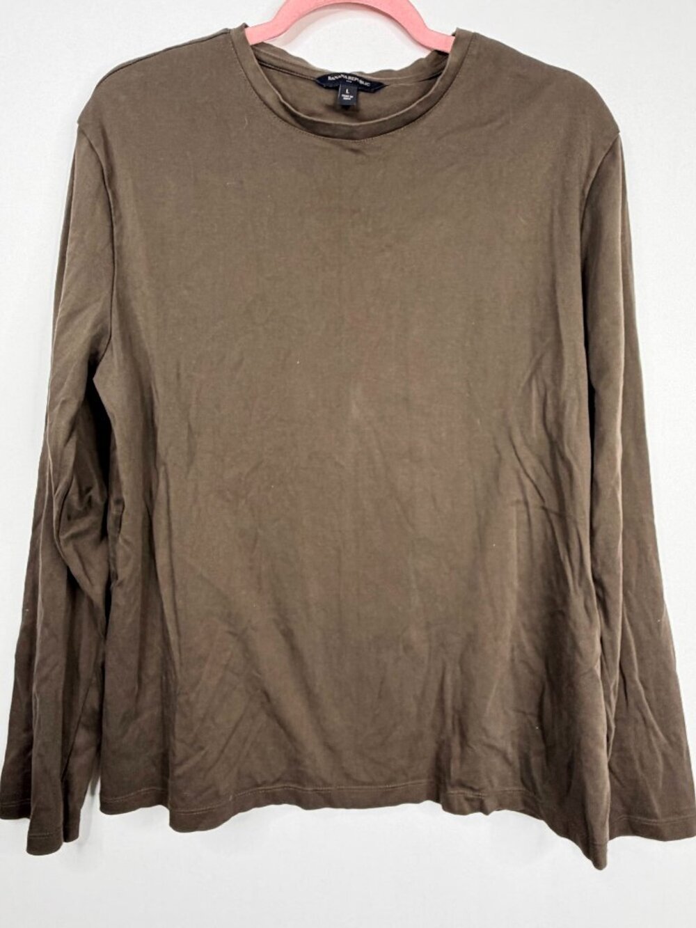 Banana Republic Luxe Touch Long Sleeve Performance Tee Brown Large #A3118 - Picture 2 of 7